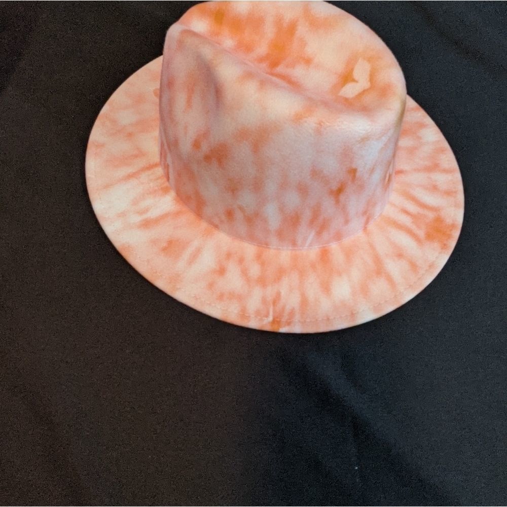 Tie Dye Orange and Cream Fedora - Picture 2 of 3